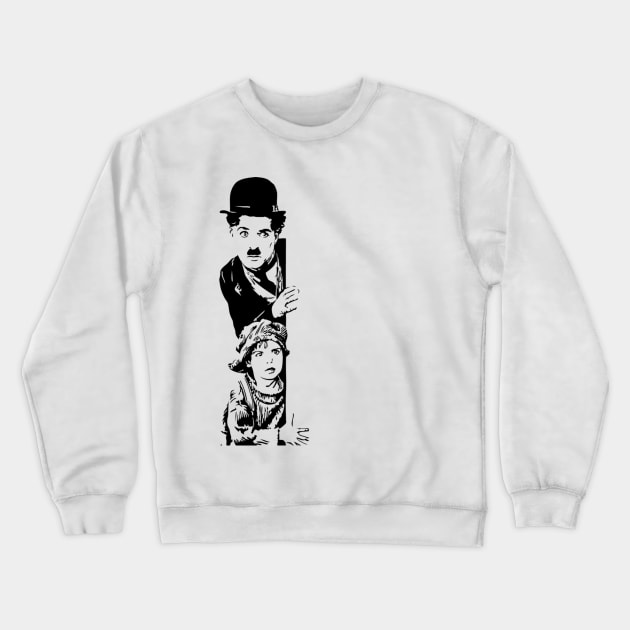 Chaplin and Boy Silhouette Crewneck Sweatshirt by designsbycreation